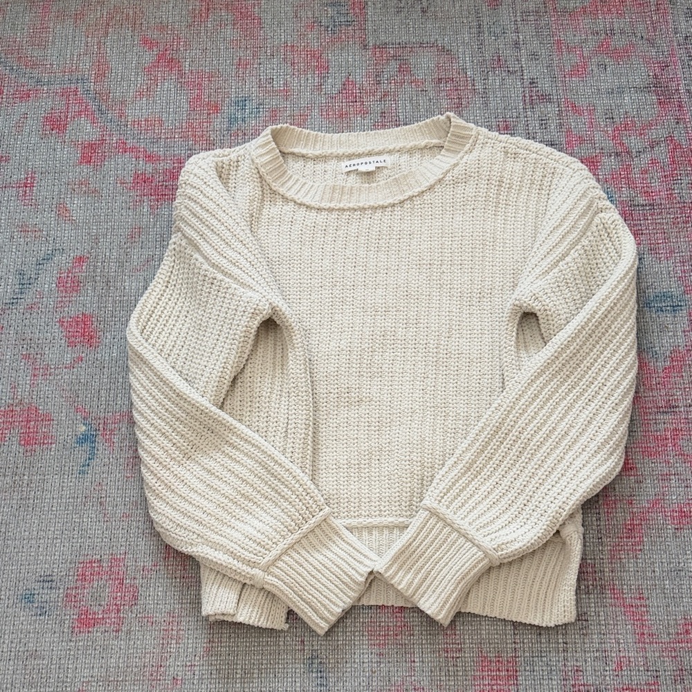 Aeropostale Women's Cream Knit Sweater